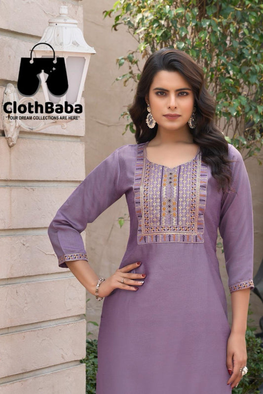 Women’s Ethnic Purple Straight Kurti – Festive & Casual Wear
