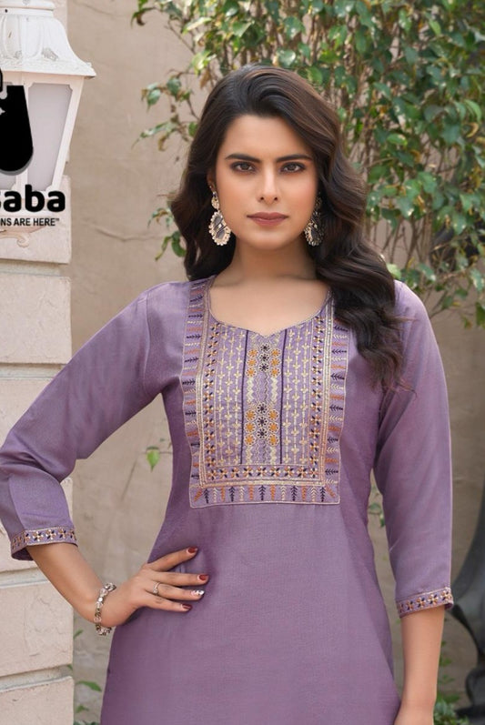 Women’s Ethnic Purple Straight Kurti – Festive & Casual Wear