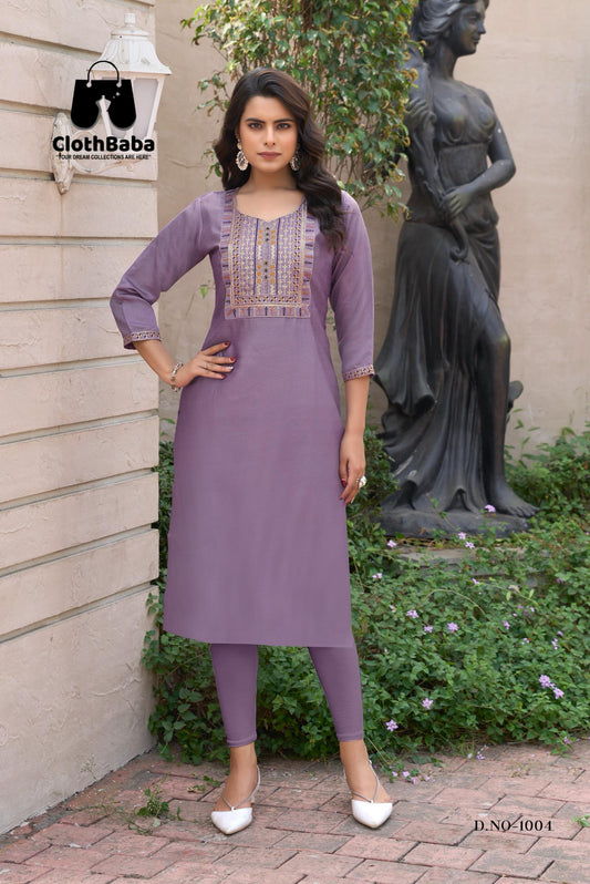 Women’s Ethnic Purple Straight Kurti – Festive & Casual Wear