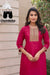 Pink Embroidered Straight Kurti